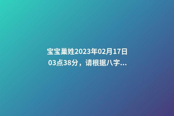 宝宝巢姓2023年02月17日 03点38分，请根据八字喜用神推荐名字